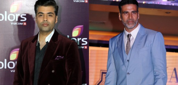 Karan Johar and Akshay Kumar celebrate Diwali in India.