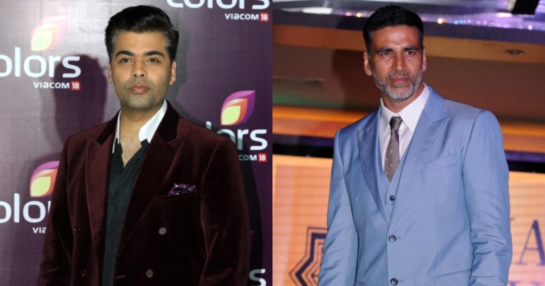 Karan Johar and Akshay Kumar celebrate Diwali in India.