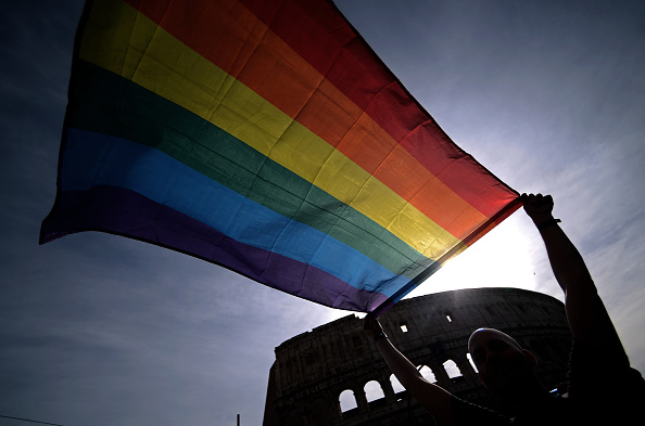 Italy and LGBT flag.