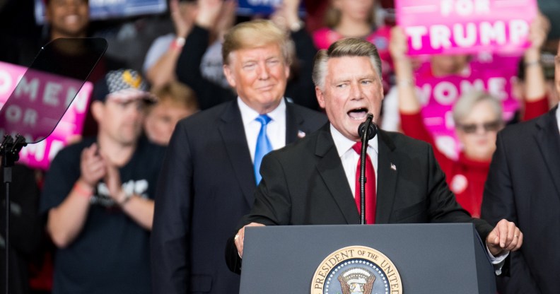 Republican Congressional candidate for North Carolina's 9th district Mark Harris with President Donald Trump