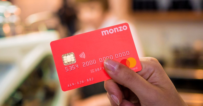 A Monzo card. Monzo recently showed trans support on Twitter