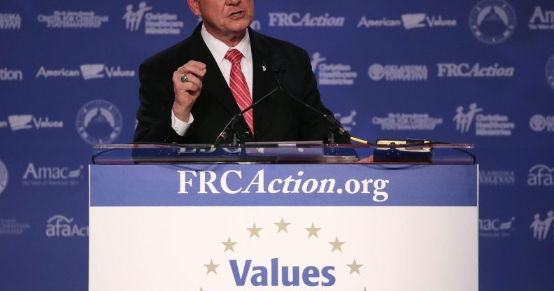 WASHINGTON, DC - OCTOBER 13: Roy Moore, GOP Senate candidate and former chief justice on the Alabama Supreme Court speaks during the annual Family Research Council's Values Voter Summit at the Omni Shorham Hotel on October 13, 2017 in Washington, DC. (Photo by Mark Wilson/Getty Images)