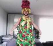 Dancer Mark Kanemura dressed as a tree.