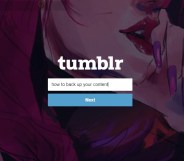 Log in page for Tumblr with illustration saying how to back up your content