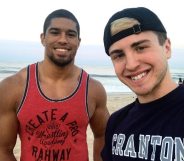 Gay wrestler Anthony Bowens with his boyfriend, Michael