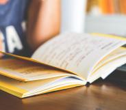 A student reads a book