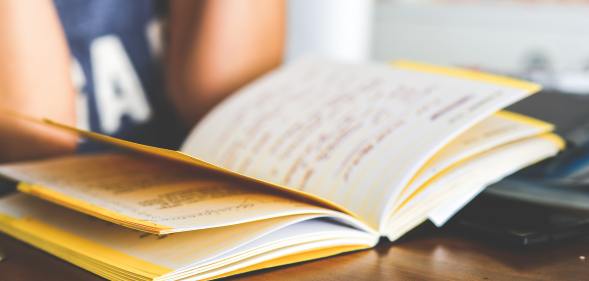 A student reads a book