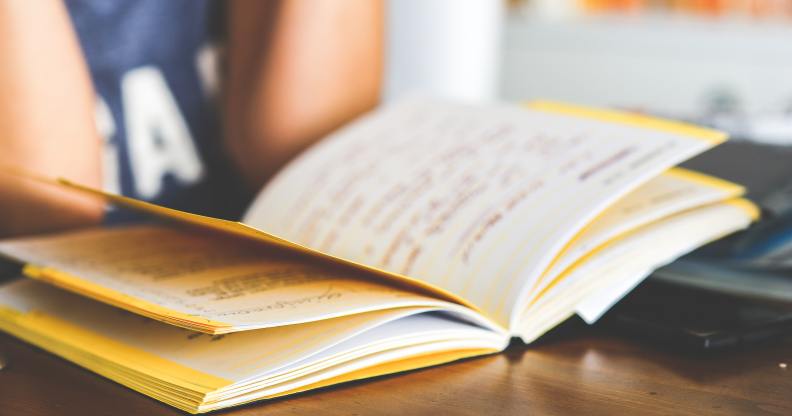 A student reads a book