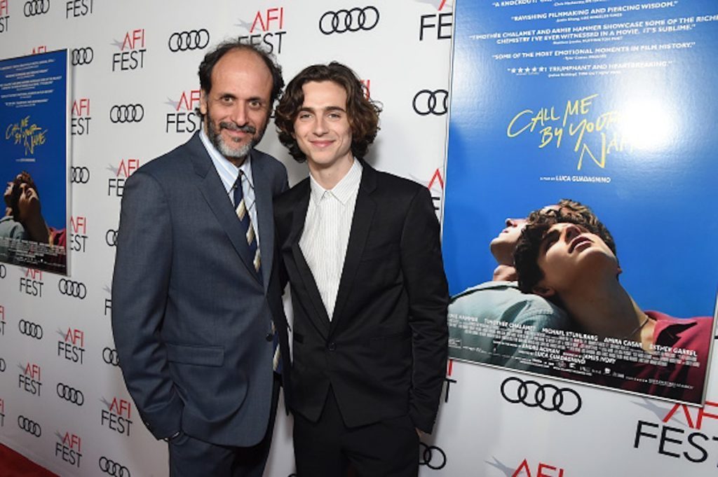 HOLLYWOOD, CA - NOVEMBER 10: Luca Guadagnino (L) and Timothee Chalamet attend the screening of "Call Me By Your Name" at AFI FEST 2017 Presented By Audi at TCL Chinese Theatre on November 10, 2017 in Hollywood, California. (Photo by Michael Kovac/Getty Images for AFI)