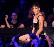 US singer Halsey performs during the MTV Europe Music Awards at the Bizkaia Arena in the northern Spanish city of Bilbao on November 4, 2018