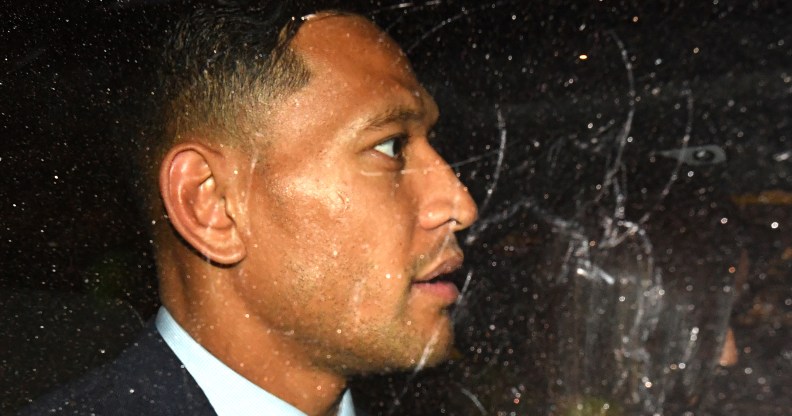 Israel Folau in the back of a car