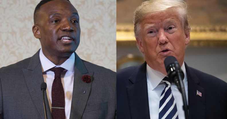 Photos of former The Apprentice season 1 runner-up Kwame Jackson and President Donald Trump