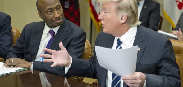 Merck boss Kenneth C Frazier and Donald Trump