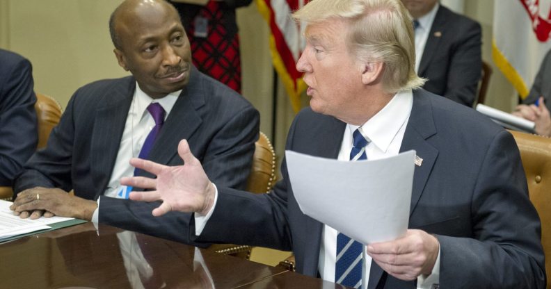 Merck boss Kenneth C Frazier and Donald Trump