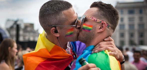 A gay kiss at Pride in London