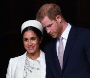 Prince Harry, Duke of Sussex and Meghan, Duchess of Sussex leave after attending a Commonwealth Day Service at Westminster Abbey in central London, on March 11, 2019.