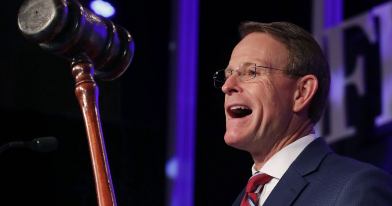 Family Research Council President Tony Perkins delivers remarks at the opening of the council's Value Voters Summit at the Omni Shoreham Hotel September 21, 2018 in Washington, DC.