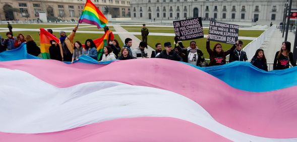 Trans campaigners in Santiago, Chile, where a landmark trans rights law has been passed