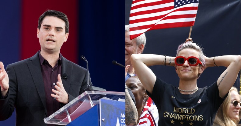 Right-wing pundit Ben Shapiro and Megan Rapinoe