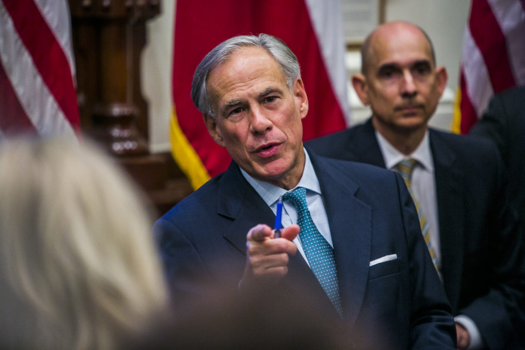 Texas Governor Greg Abbott at the state capital on May 24, 2018 in Austin, Texas. 