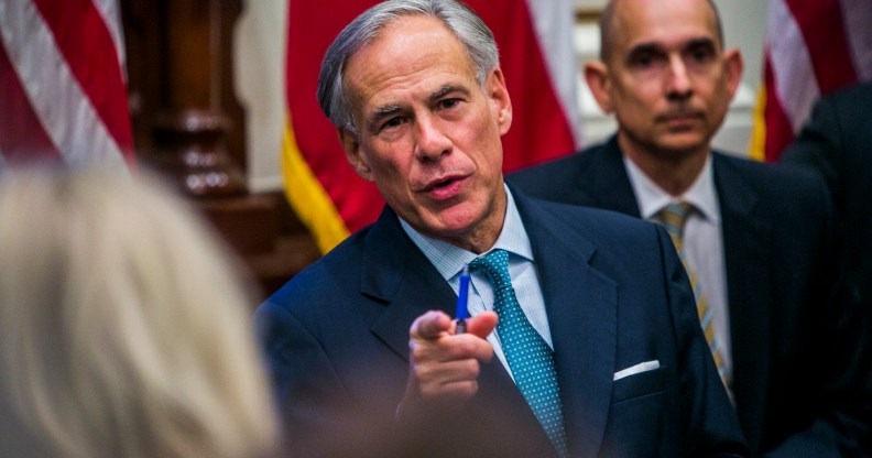 LGBT Texas Governor Greg Abbott at the state capital on May 24, 2018 in Austin, Texas.