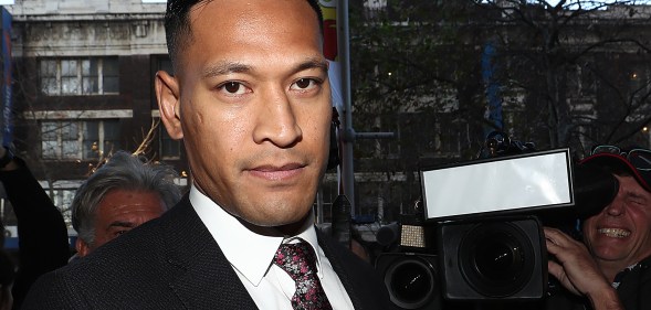 Israel Folau arrives ahead of his conciliation meeting with Rugby Australia at Fair Work Commission on June 28, 2019 in Sydney, Australia