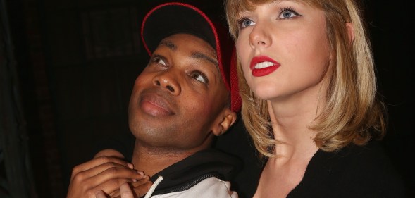 Todrick Hall and Taylor Swift pose backstage at the hit musical Kinky Boots on Broadway at The Al Hirschfeld Theater on November 23, 2016 in New York City.