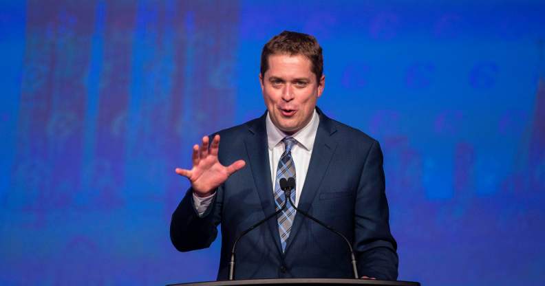 Andrew Scheer, newly elected leader of the Conservative Party of Canada, speaks at the party's convention in Toronto, Ontario.