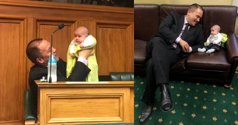 Labour MP Tamati Coffey with his son Tutanekai