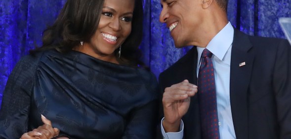 Barack and Michelle Obama smiling