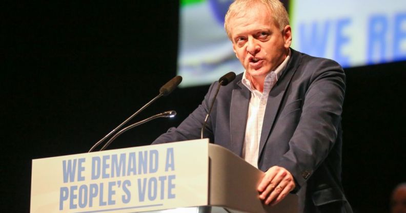 Liberal Democrat MP Philip Lee speaking at the Best for Britain and the Peoples Vote campaigns rally in London, 2018. (Dinendra Haria/SOPA Images/LightRocket/ Getty Images)