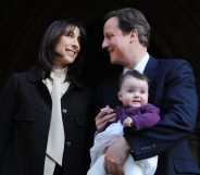 Former UK Prime Minister David Cameron and his wife Samantha Cameron with their daughter Florence.