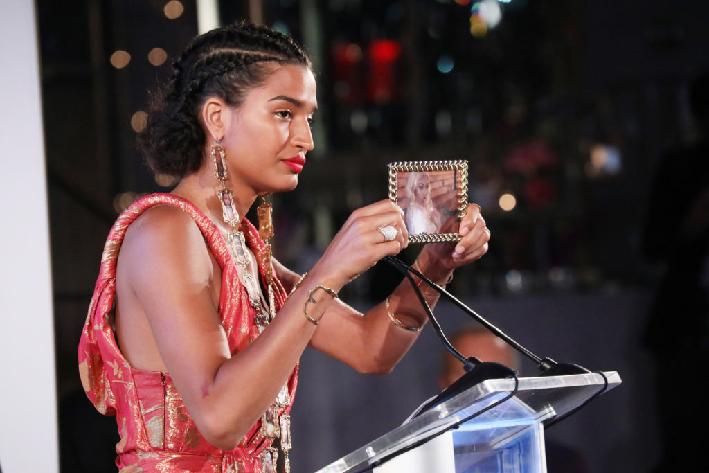 Indya Moore speaks on stage at The Daily Front Row's 7th annual Fashion Media Awards on September 05, 2019 in New York City.