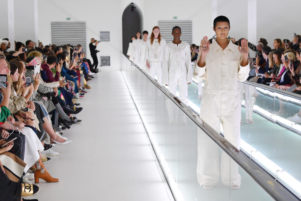 Ayesha Tan fronts runway at the Gucci Spring/Summer 2020 fashion show during Milan Fashion Week. (Jacopo Raule/Getty Images for Gucci)