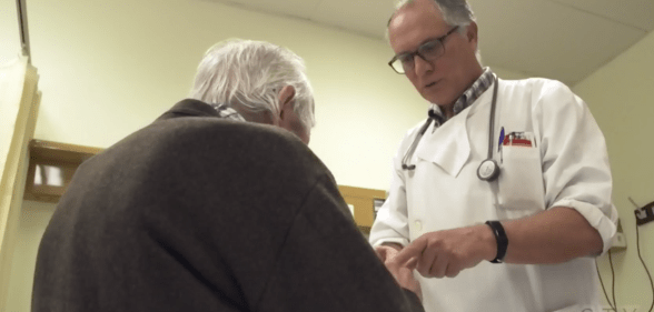 Miguel with his primary physician, Dr. Henrique Santos (Screen capture via CTV News)