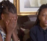 A 12-year-old girl in Northern Virginia claimed a group of boys attacked her at the school where Karen Pence teaches at. On the left, her grandmother. (NBC Washington)