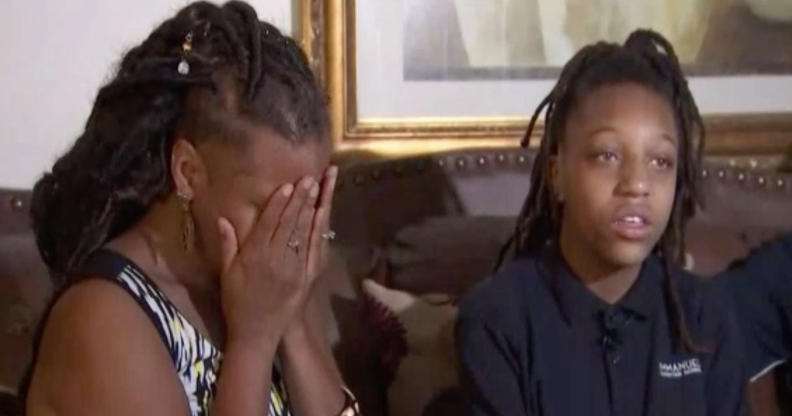 A 12-year-old girl in Northern Virginia claimed a group of boys attacked her at the school where Karen Pence teaches at. On the left, her grandmother. (NBC Washington)