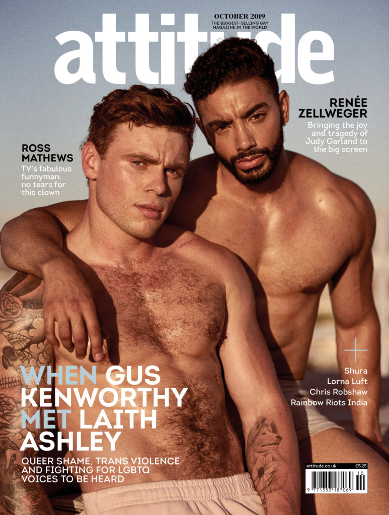 Laith Ashely covers the October issue of Attitude alongside actor Gus Kenworthy (Attitude/Santiago Bisso)