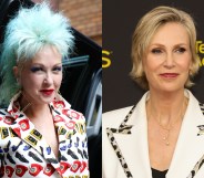 Cyndi Lauper (L) and Jane Lynch are set to do a Golden Girls-style show for Netflix. (Getty)