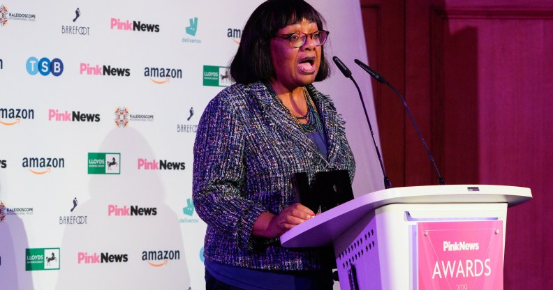 Diane Abbott at the PinkNews Awards