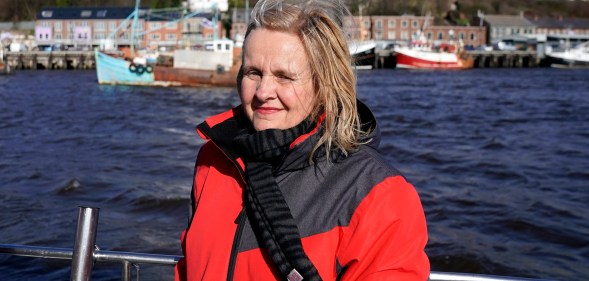 Catherine Blaiklock, leader of the Brexit Party, watches the Fishing For Leave flotilla on March 15, 2019