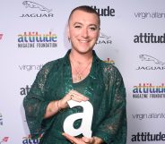 Sam Smith poses with the Attitude Person of the Year Award at the Attitude Awards 2019 at The Roundhouse. (Dave J Hogan/Getty Images)