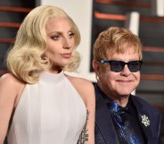 Lady Gaga and Elton John attend the 2016 Vanity Fair Oscar Party Hosted By Graydon Carter at the Wallis Annenberg Center for the Performing Arts on February 28, 2016 in Beverly Hills, California.