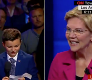 Elizabeth Warren responded to a nine-year-old trans boy's question at the CNN Equality Town Hall meeting. (Screen capture via CNN)