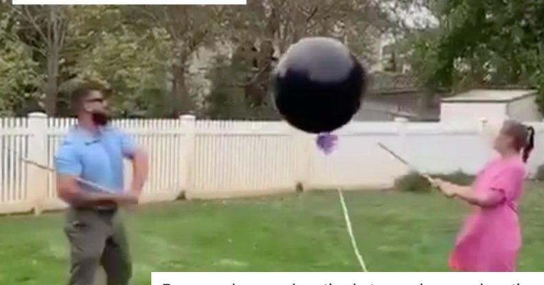 A couple's gender reveal party with a balloon went wrong in every conceivable way possible. (Screen capture via Twitter)