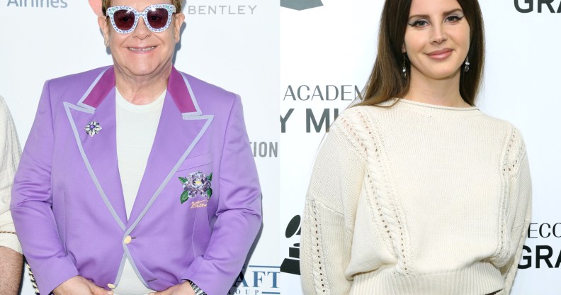 Elton John (L) has come to Lana Del Rey's corner over her infamous performance on Saturday Night Live in 2012. (Daniele Venturelli/Daniele Venturelli via Getty Images/ Rebecca Sapp/Getty Images for The Recording Academy)
