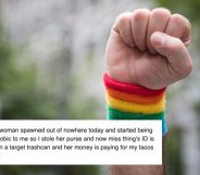 A queer woman responded to an alleged homophobe in a way that Twitter can't agree on. (JOSH EDELSON/AFP via Getty Images)