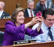 Rep. Vicky Hartzler, R-Mo., takes a picture during a House Armed Services Committee markup