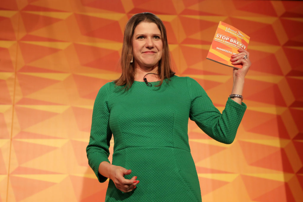 Liberal Democrats leader Jo Swinson launches the Liberal Democrat election manifesto