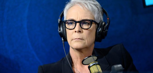 Jamie Lee Curtis visits the SiruiusXM studios at SiriusXM Hollywood Studio on November 25, 2019 in Los Angeles, California.